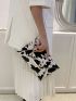 Cow Pattern Metal Decor Clutch Bag