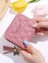 Flower Embroidery Tassel Decor Small Wallet