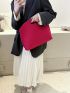 Neon Pink Crocodile Embossed Clutch Bag