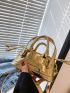 Mini Metallic Letter Graphic Bucket Bag