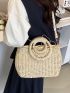 Minimalist Drawstring Design Straw Bag