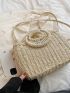 Minimalist Drawstring Design Straw Bag