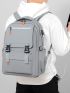 Men Release Buckle Decor Laptop Backpack