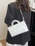 Quilted Detail Double Handle Square Bag