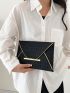 Crocodile Embossed Metal Decor Flap Envelope Bag
