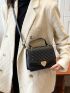 Mini Quilted Heart Decor Flap Square Bag