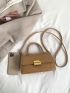 Crocodile Embossed Flap Square Bag
