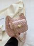 Quilted Detail Chain Flap Hobo Bag