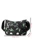 Flower Graphic Hobo Bag Medium Preppy