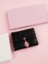 Crocodile Embossed Leaf Decor Small Wallet