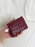 Crocodile Embossed Heart & Tassel Decor Small Wallet