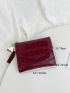 Crocodile Embossed Heart & Tassel Decor Small Wallet