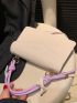 Letter Graphic Flap Square Bag