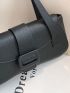 Buckle Decor Flap Shoulder Tote Bag