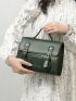 Minimalist Buckle Decor Satchel Bag