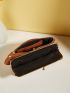 Litchi Embossed Phone Wallet Brown Adjustable-strap Zipper PU