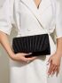 Ruched Detail Flap Chain Satin Envelope Bag