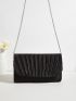 Ruched Detail Flap Chain Satin Envelope Bag