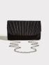 Ruched Detail Flap Chain Satin Envelope Bag