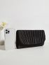 Ruched Detail Flap Chain Satin Envelope Bag