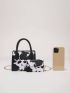 Mini Cow Pattern Square Bag With Coin Purse