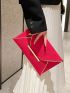 Neon Pink Snakeskin Embossed Metal Decor Envelope Bag