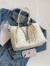 Heart Quilted Chain Decor Shoulder Tote Bag