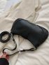 Snakeskin Embossed Buckle Decor Baguette Bag