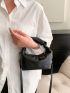 Minimalist Hobo Bag Mini Ruched Handle Black