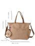 Simple Large Capacity Canvas Bag, Lightweight Shoulder Bag For Travel With Mini Zipper Purse