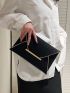 Snakeskin Embossed Metal Decor Flap Envelope Bag