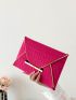 Neon Pink Geometric Embossed Metal Decor Envelope Bag