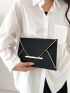 Crocodile Embossed Metal Decor Flap Envelope Bag