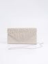 Glitter Rhinestone Decor Flap Chain Envelope Bag