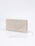 Glitter Rhinestone Decor Flap Chain Envelope Bag