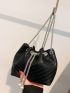 Mini Stitch Detail Faux Pearl Decor Bucket Bag