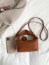 Mini Letter Patch Decor Ruched Detail Satchel Bag