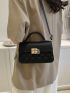 Quilted Square Bag Metal Decor Flap Satchel Bag