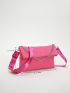 Neon Pink Crossbody Chain Decor Flap Square Bag