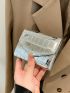 Metallic Crocodile Embossed Flap Small Wallet
