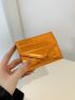 Crocodile Embossed Flap Small Wallet