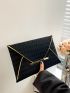 Crocodile Embossed Envelope Bag Metal Decor Contrast Binding Felt