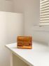 Crocodile Embossed Flap Small Wallet