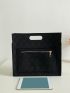 Zip Front Stitch Detail Square Bag