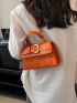 Crocodile Embossed Flap Square Bag