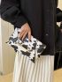 Crocodile Embossed Metal Decor Flap Square Bag