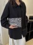 Crocodile Embossed Metal Decor Flap Square Bag