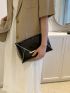Crocodile Embossed Metal Decor Flap Square Bag