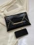 Crocodile Embossed Metal Decor Flap Square Bag