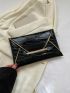 Crocodile Embossed Metal Decor Flap Square Bag